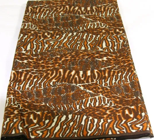 African Fabric 6 Yard Animal Print Wax Fabric - Vintage