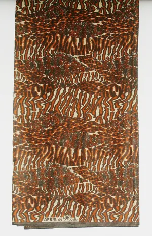 African Fabric 6 Yard Animal Print Wax Fabric - Vintage