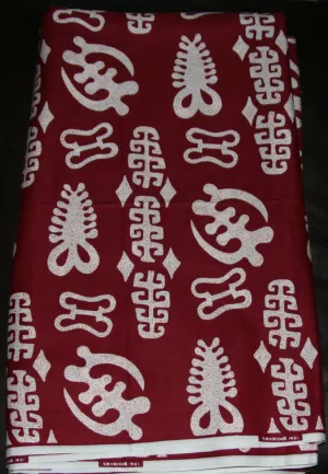 African Fabric Burgundy White 11.5 Yards