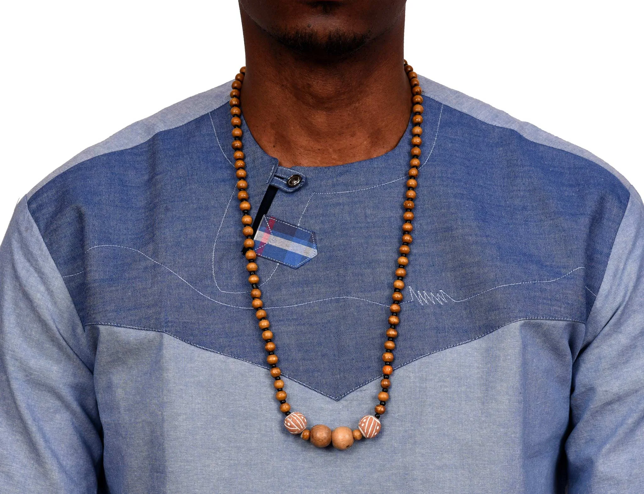 African Wood Necklace Brown Terra Cotta