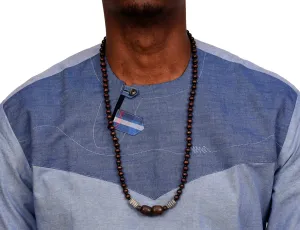 African Wood Necklace Gray Terra Cotta