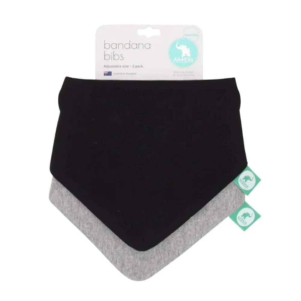 All4Ella Bandana Bib Set, Koala Grey