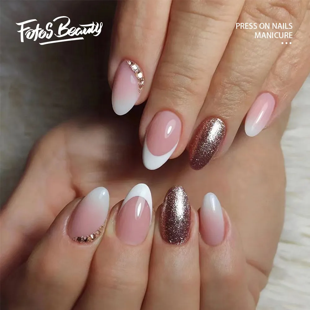 Almond French white-edged diamond