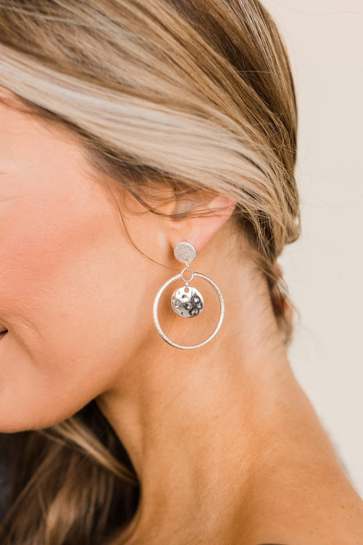 Always Fashionable Hoop Stud Earrings- Silver