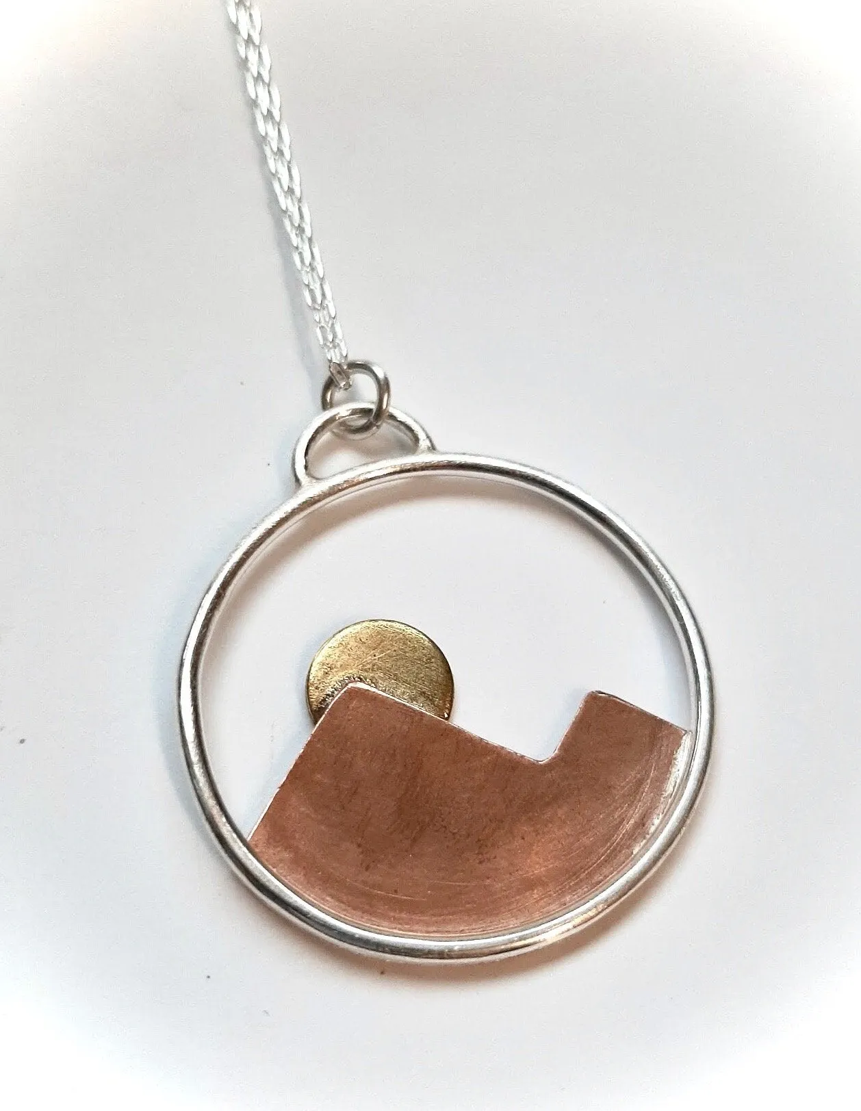 Amanda Moran  Designs Handmade Sterling Silver, Copper and Brass Alpenglow Necklace