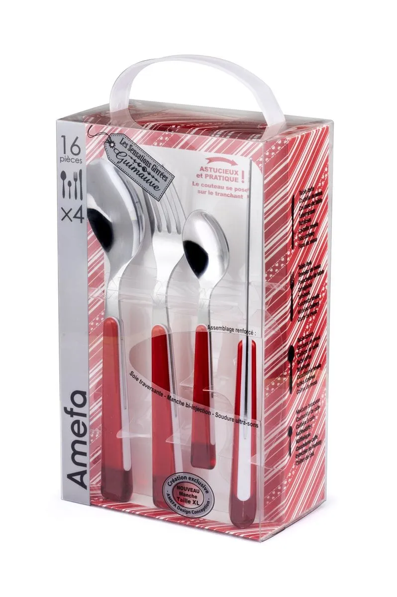 Amefa Guimauve 16 Piece Cutlery Set Red