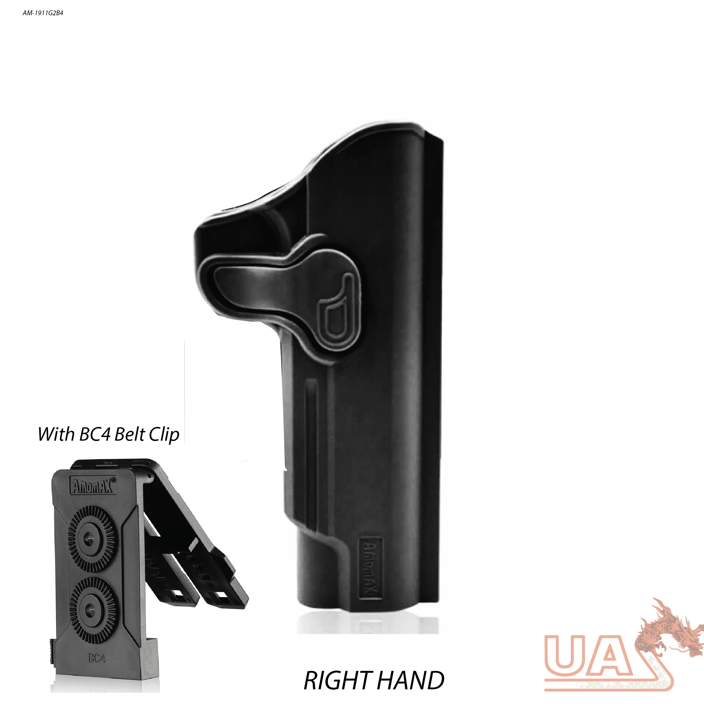 Amomax Holster 1911 series 5'' with MOLLE & Belt Clip - Black