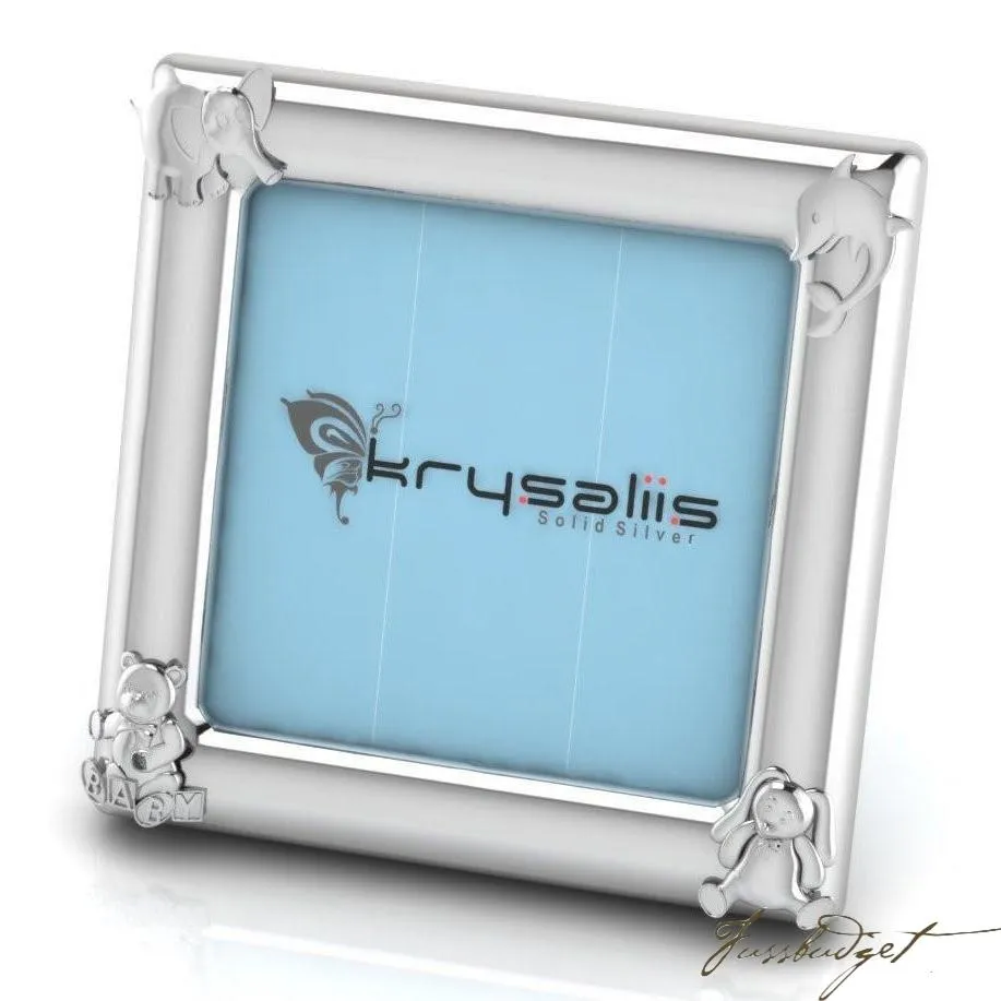 Animal Square Sterling Silver Baby Picture Frame