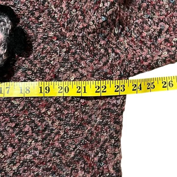 Anthropologie Curio Boucle Sweater Jacket Mauve Rosette Vintage Retro Artsy 2X