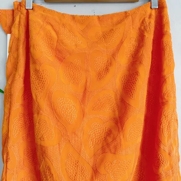 Anthropologie Maeve Slim Ruffle Wrap Skirt NWT in Orange 12