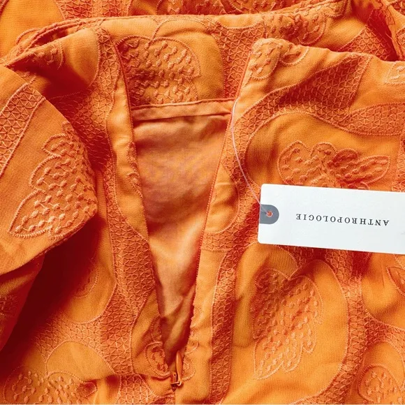 Anthropologie Maeve Slim Ruffle Wrap Skirt NWT in Orange 12