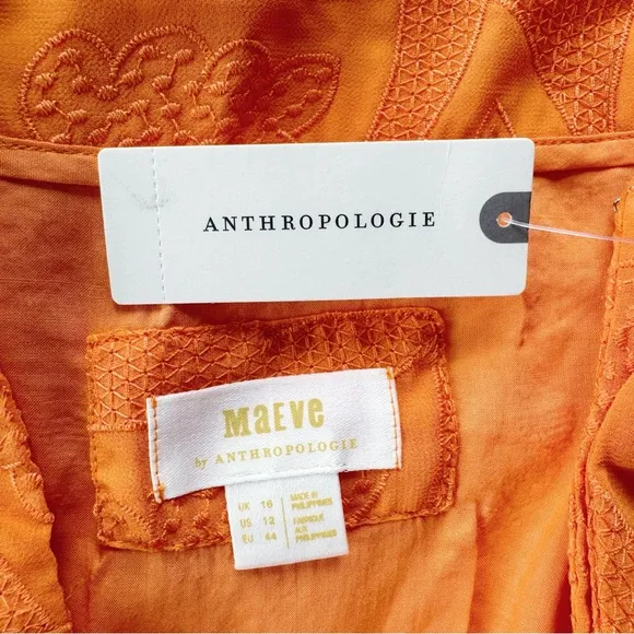 Anthropologie Maeve Slim Ruffle Wrap Skirt NWT in Orange 12