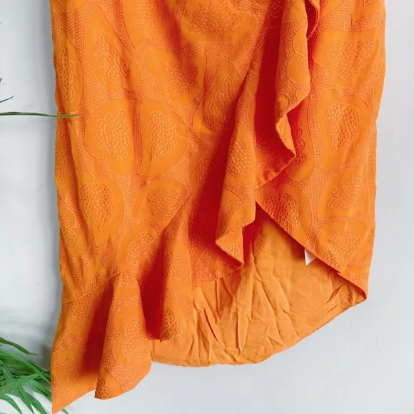 Anthropologie Maeve Slim Ruffle Wrap Skirt NWT in Orange 12