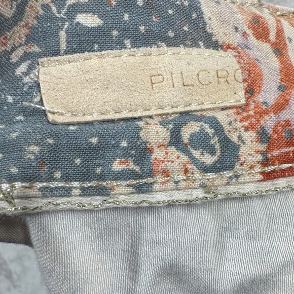 Anthropologie Pilcro The Wanderer Low Rise Ivory Block Print Style Shorts 31