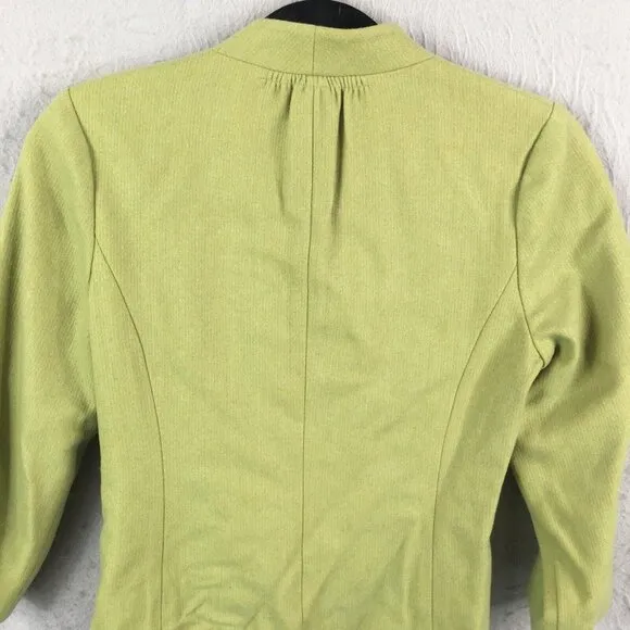 Anthropologie Tabitha Jacket Womens 4 Green Wool Blend Ruffle Artsy Boho NEW