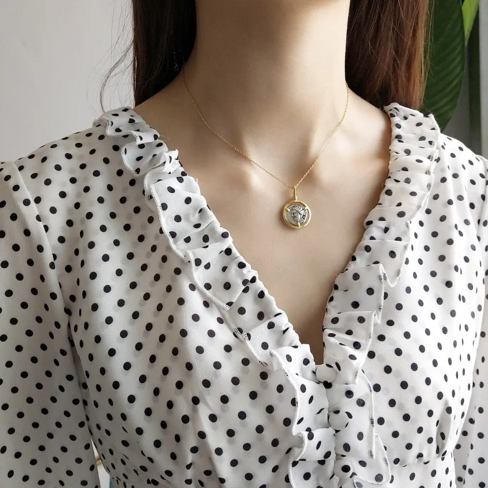 Antique Coin 925 Sterling Silver Necklace