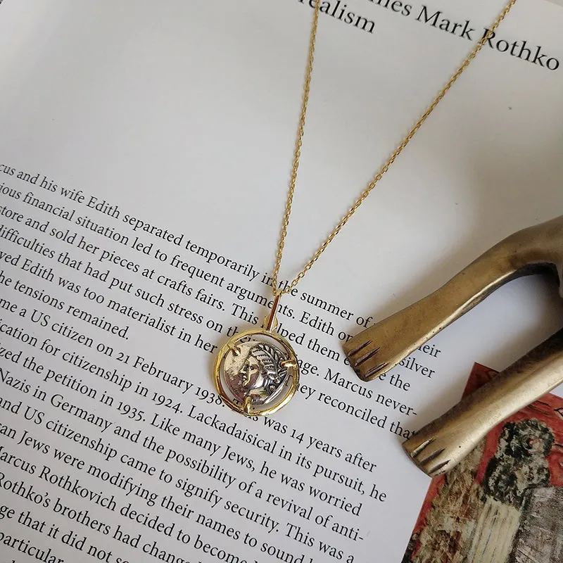 Antique Coin 925 Sterling Silver Necklace