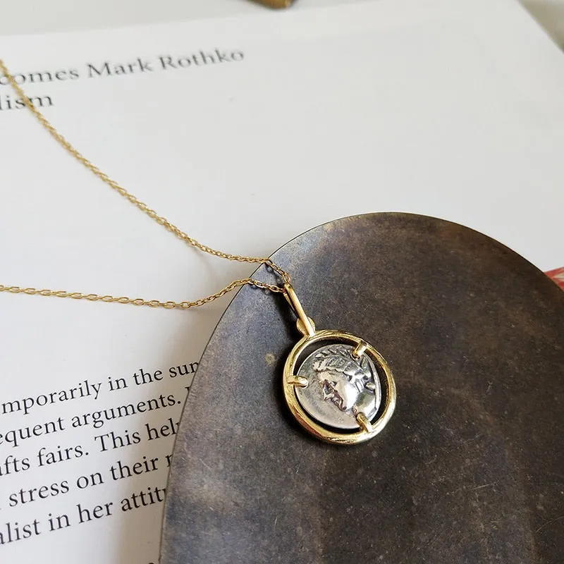 Antique Coin 925 Sterling Silver Necklace