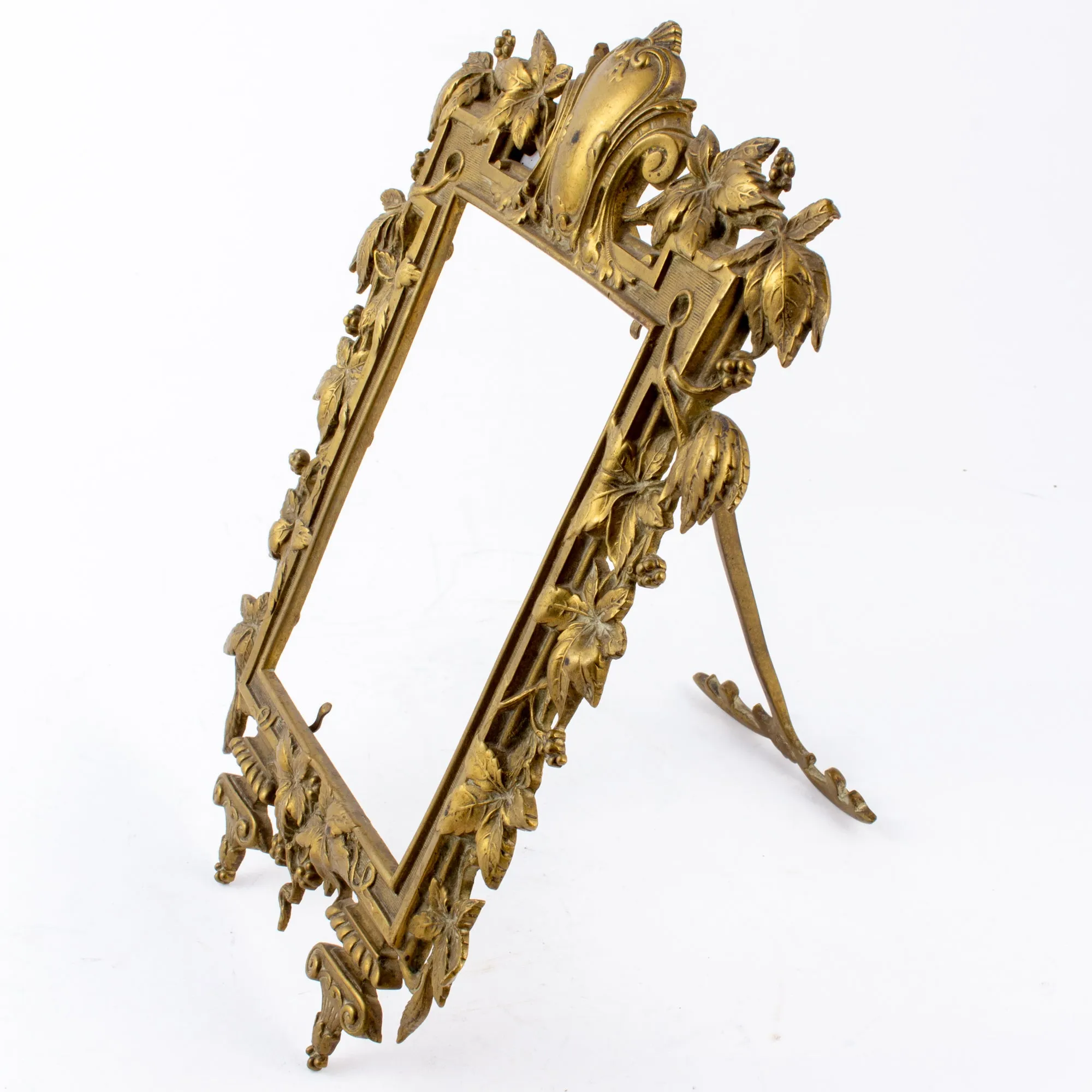 Antique French Art Nouveau Brass Tabletop Frame