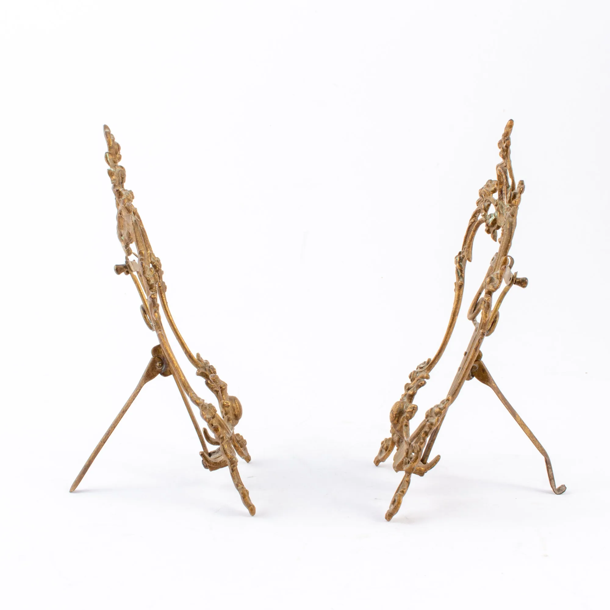 Antique French Brass Table Top Frame Pair