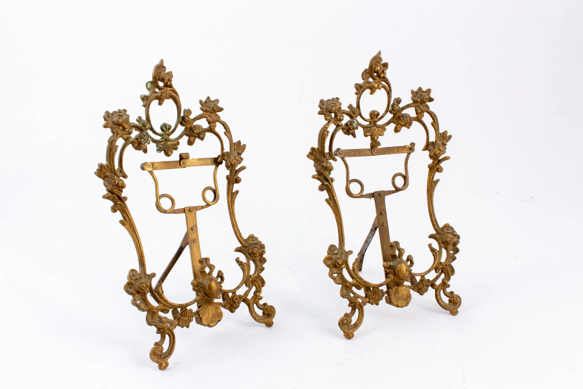 Antique French Brass Table Top Frame Pair