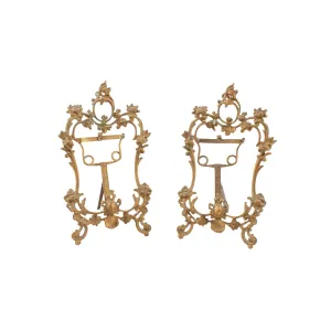 Antique French Brass Table Top Frame Pair
