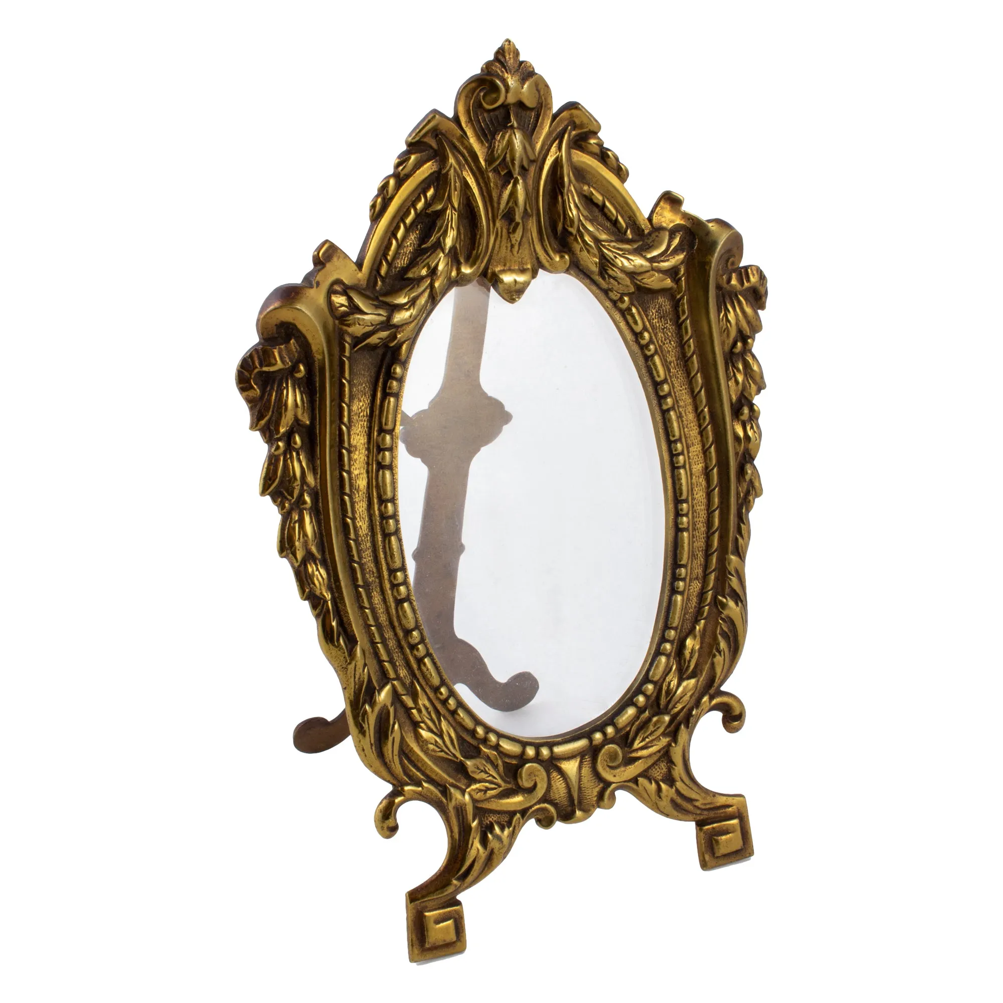 Antique French Ovular Art Nouveau Brass Tabletop Frame