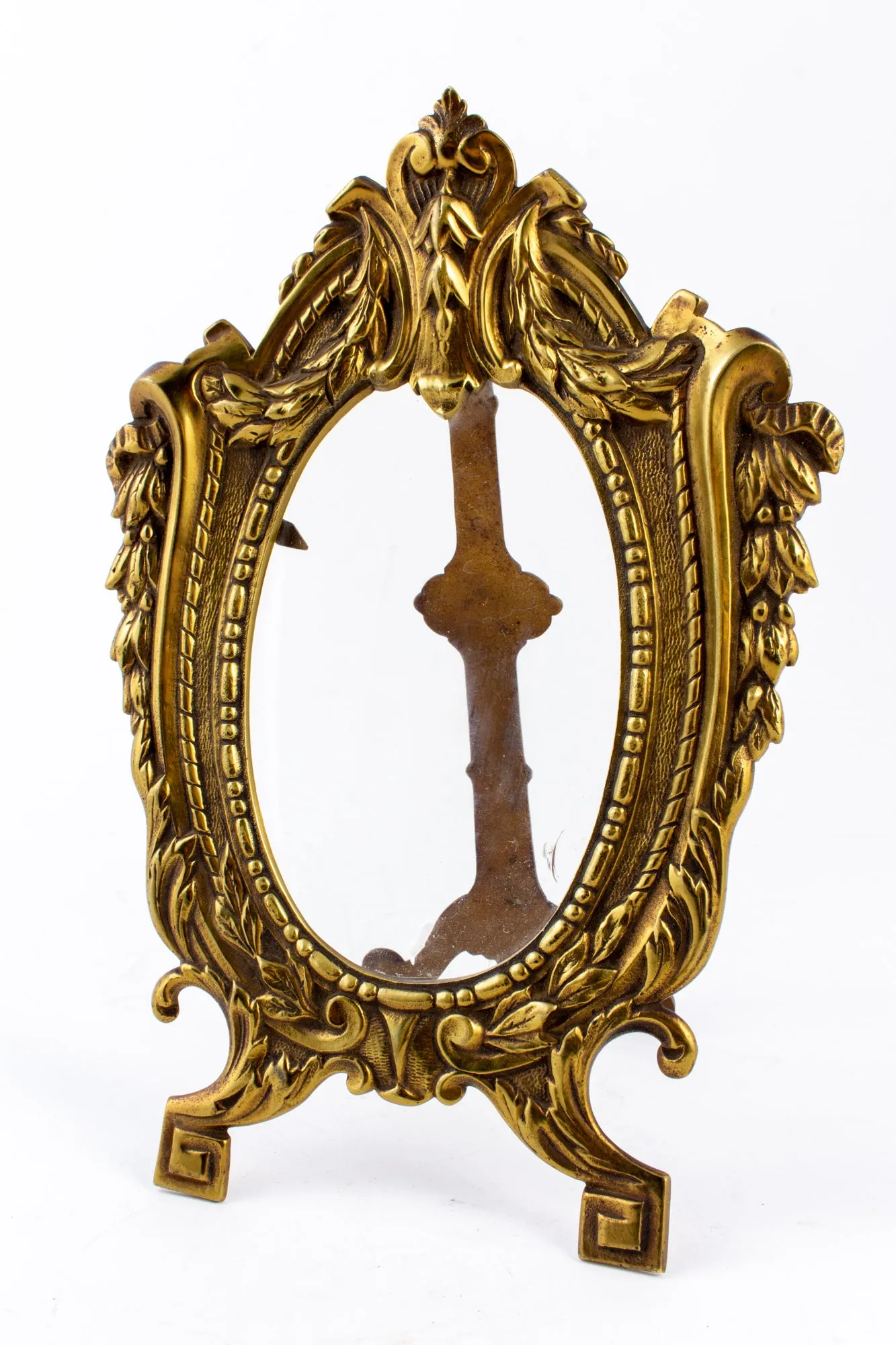 Antique French Ovular Art Nouveau Brass Tabletop Frame