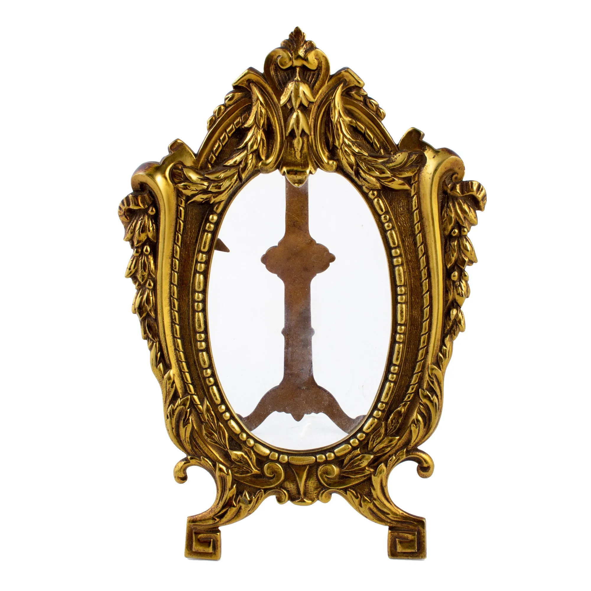 Antique French Ovular Art Nouveau Brass Tabletop Frame
