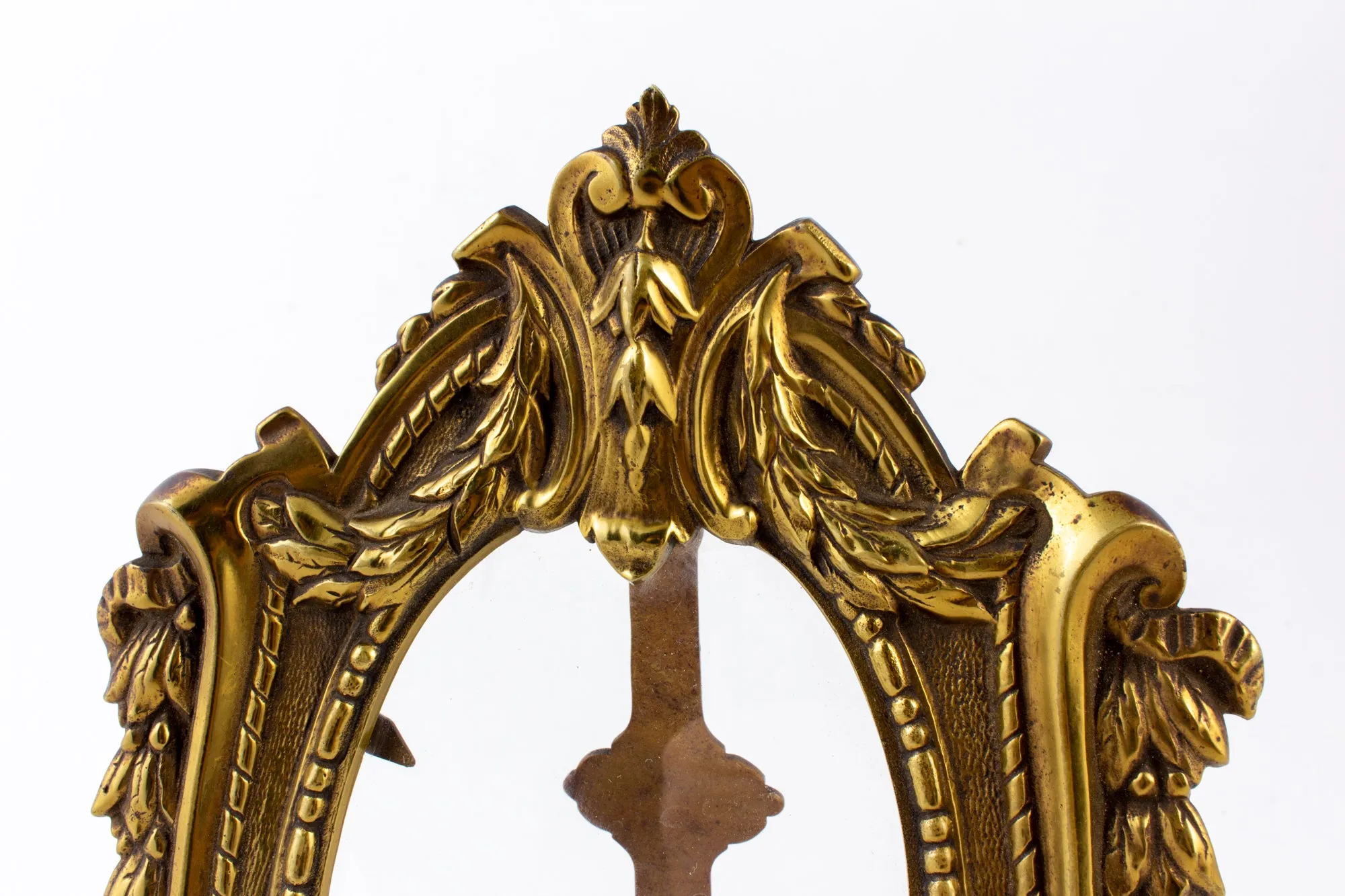 Antique French Ovular Art Nouveau Brass Tabletop Frame