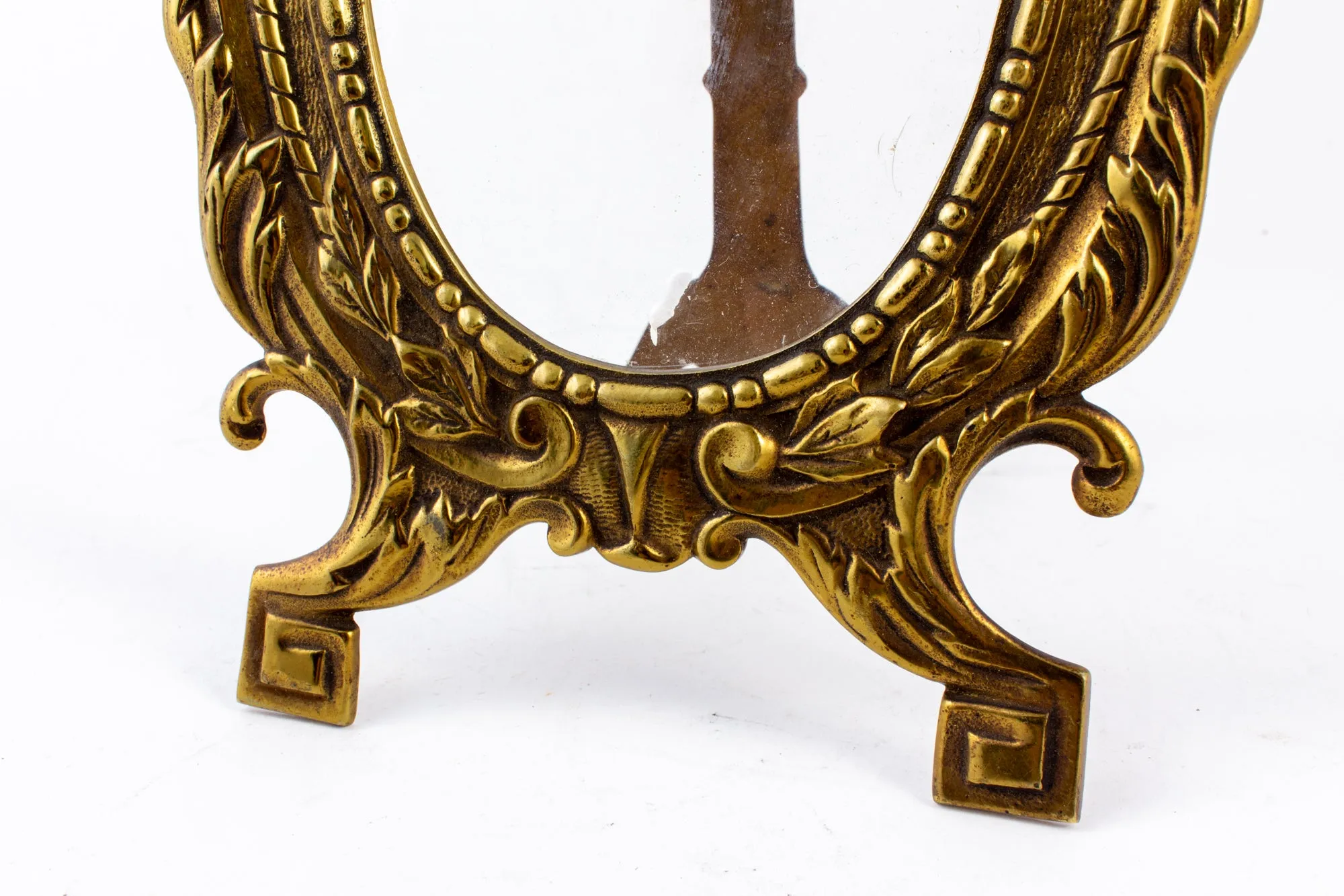 Antique French Ovular Art Nouveau Brass Tabletop Frame