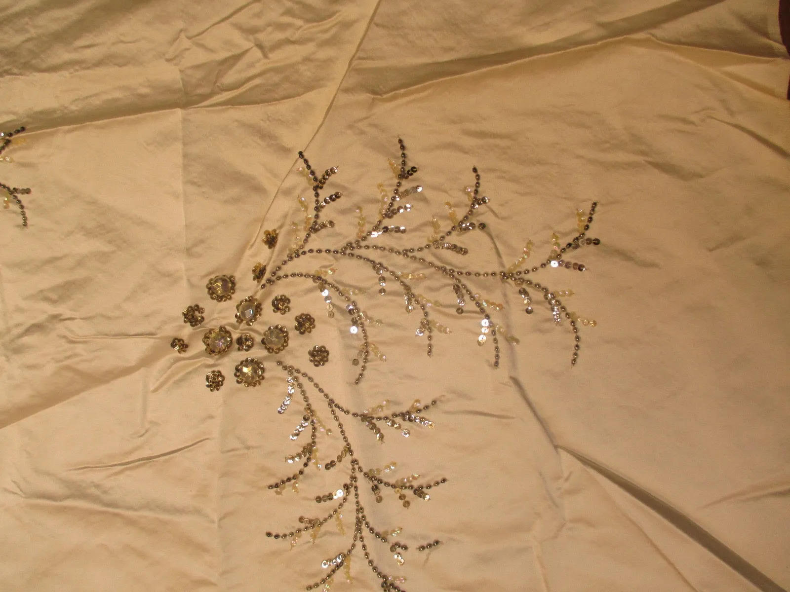Antique Victorian Silk Fabric with beading