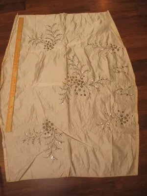Antique Victorian Silk Fabric with beading
