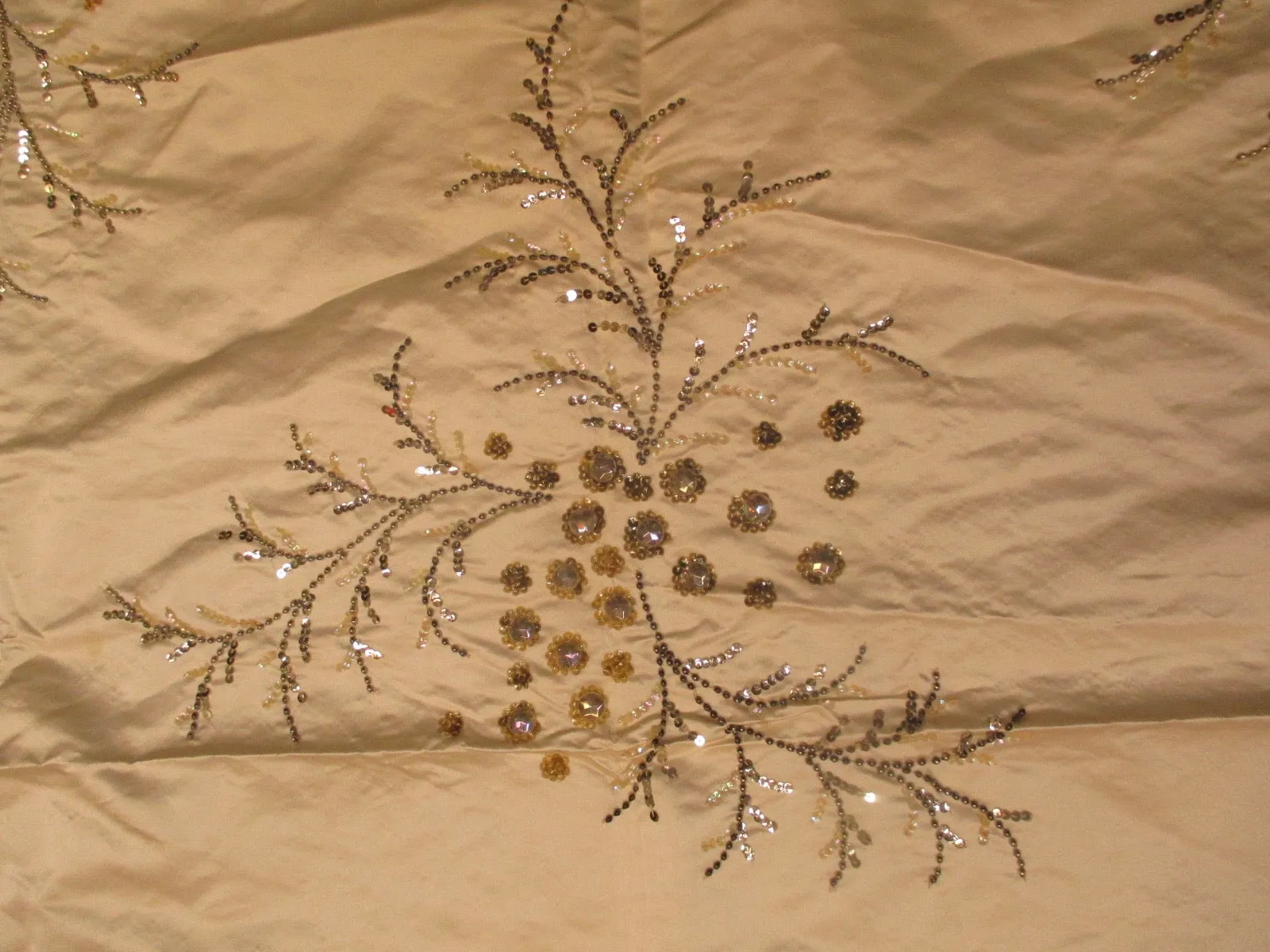 Antique Victorian Silk Fabric with beading