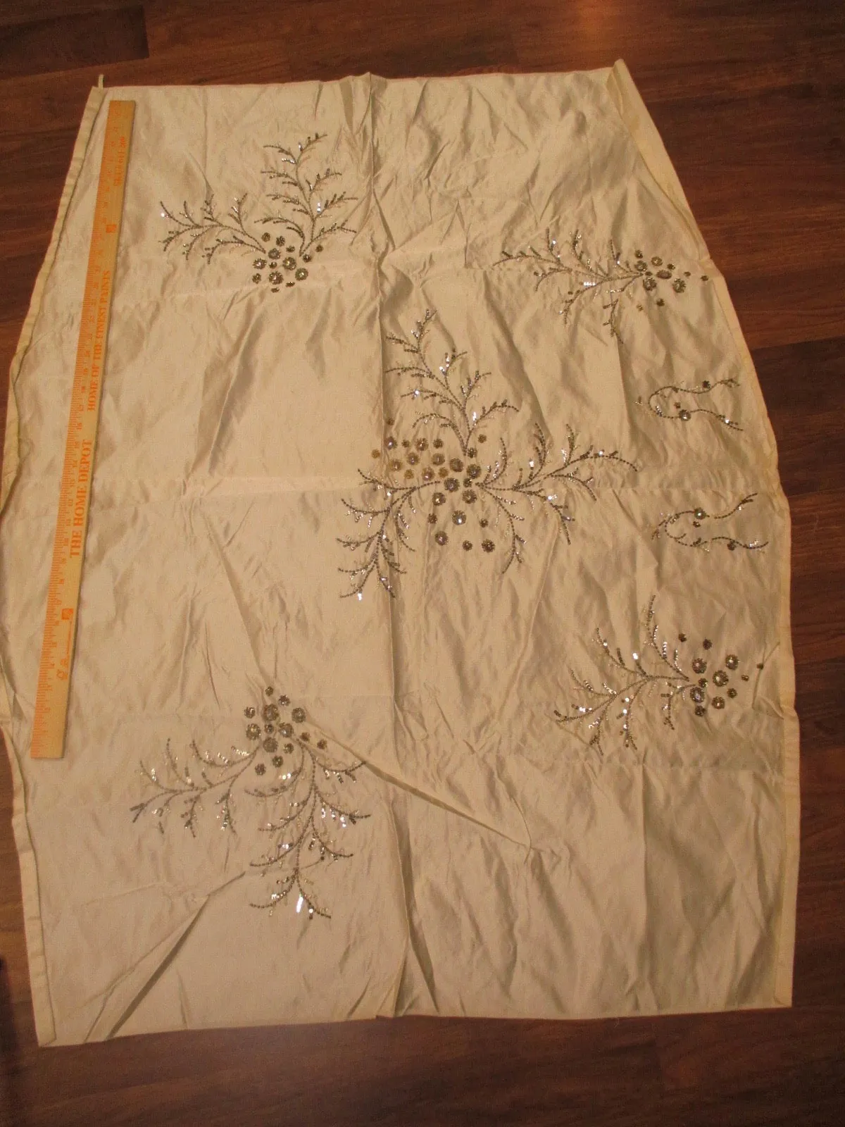 Antique Victorian Silk Fabric with beading