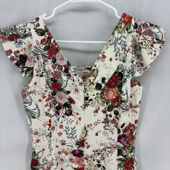 Antonio Melani Women’s 4 Small Floral Sheath Spring Ruffle below knee