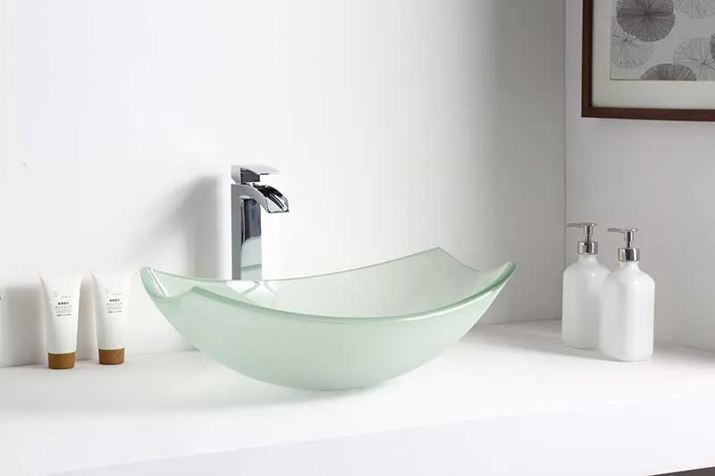 Anzzi Magician Series Deco-Glass Vessel Sink in Lustrous Frosted