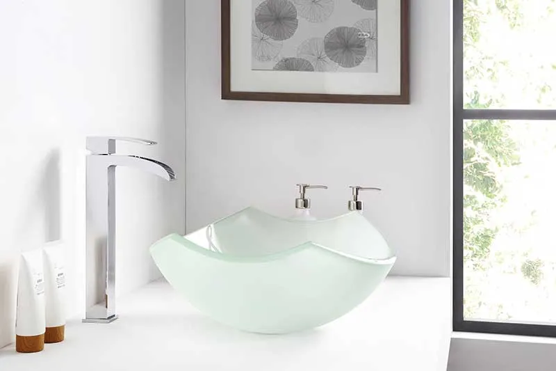 Anzzi Magician Series Deco-Glass Vessel Sink in Lustrous Frosted