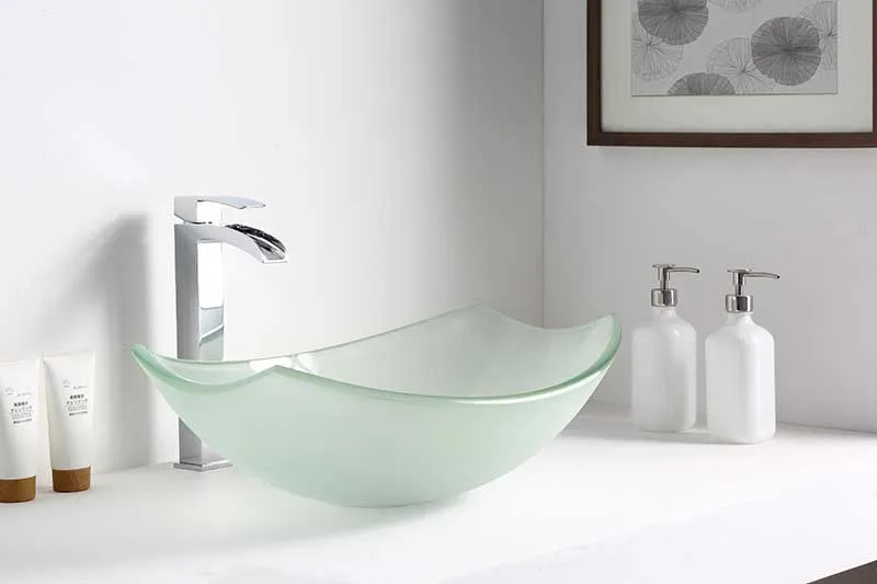 Anzzi Magician Series Deco-Glass Vessel Sink in Lustrous Frosted