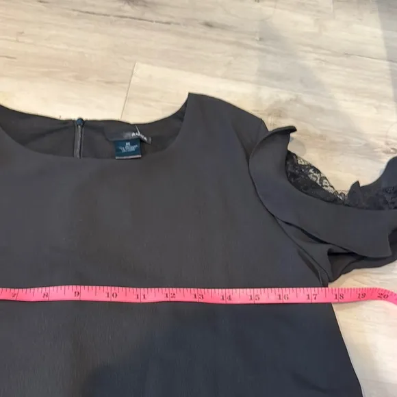 Aqua NWT Elegant Black Midi Dress with Ruffle/ Lace Sleeves.