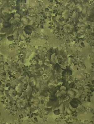Avocado Green Floral Fabric, Item No. 22296