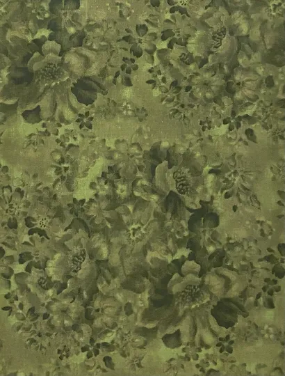 Avocado Green Floral Fabric, Item No. 22296