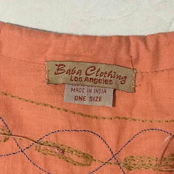 Baba Clothing Coral Pink Embroidered Sequin Maxi Skirt One Size Artsy Eclectic
