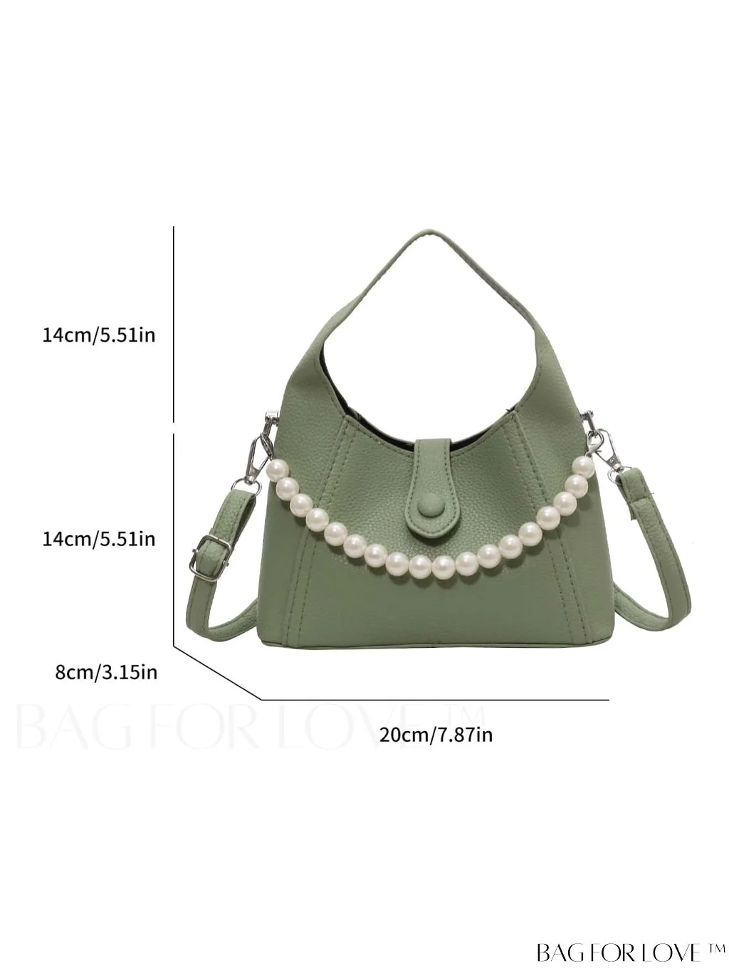 BagForLove - Litchi Pattern Faux Pearl Handbag: Elegant & trendy solid color fashion accessory