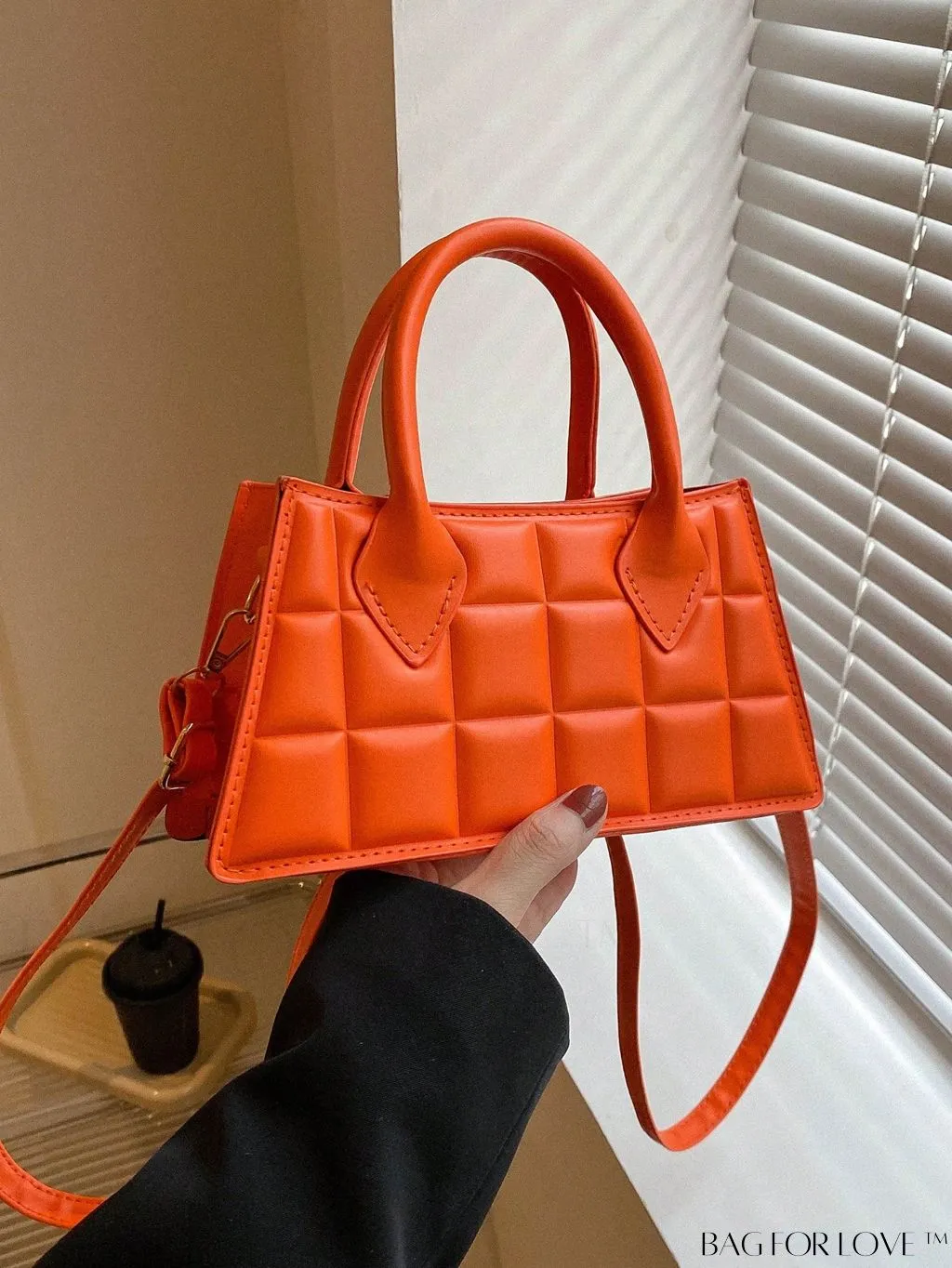 BagForLove - Neon Orange Baguette Bag with Embossed Detail - Compact and Trendy