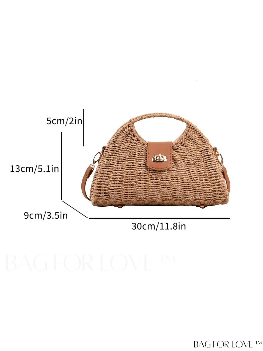 BagForLove - Straw Handbag with Metal Lock: Versatile, Trendy Womens Fashion Accessory