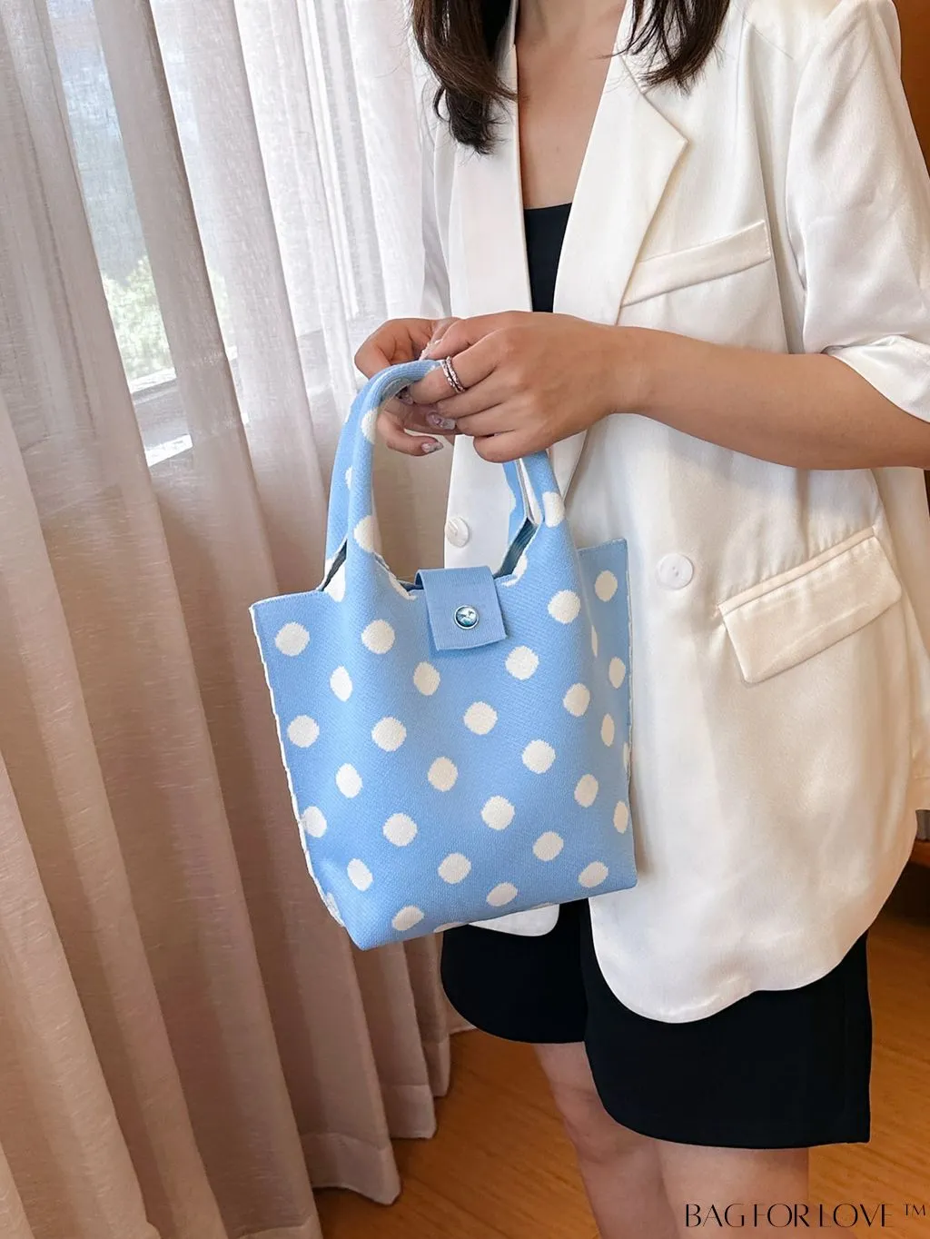 BagForLove - Womens Crochet Handbag: Trendy Polka Dot Design, Ideal for Beach & Daily Use