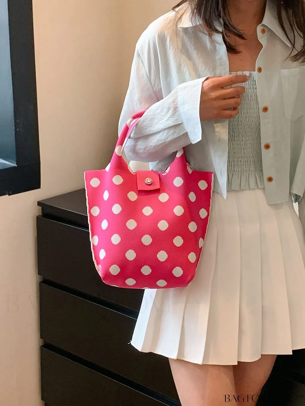 BagForLove - Womens Crochet Handbag: Trendy Polka Dot Design, Ideal for Beach & Daily Use