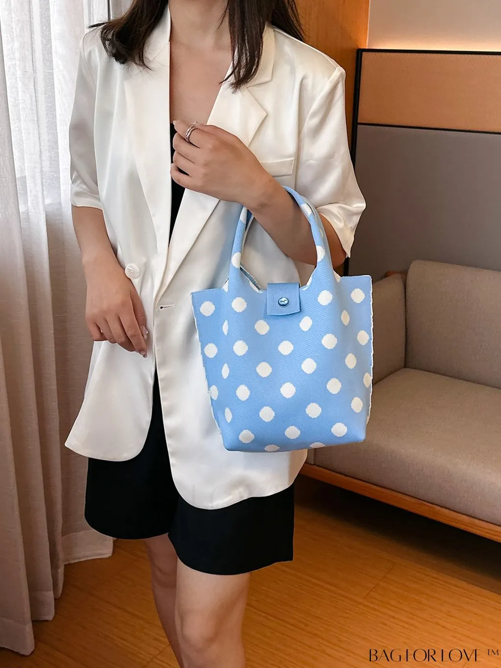 BagForLove - Womens Crochet Handbag: Trendy Polka Dot Design, Ideal for Beach & Daily Use