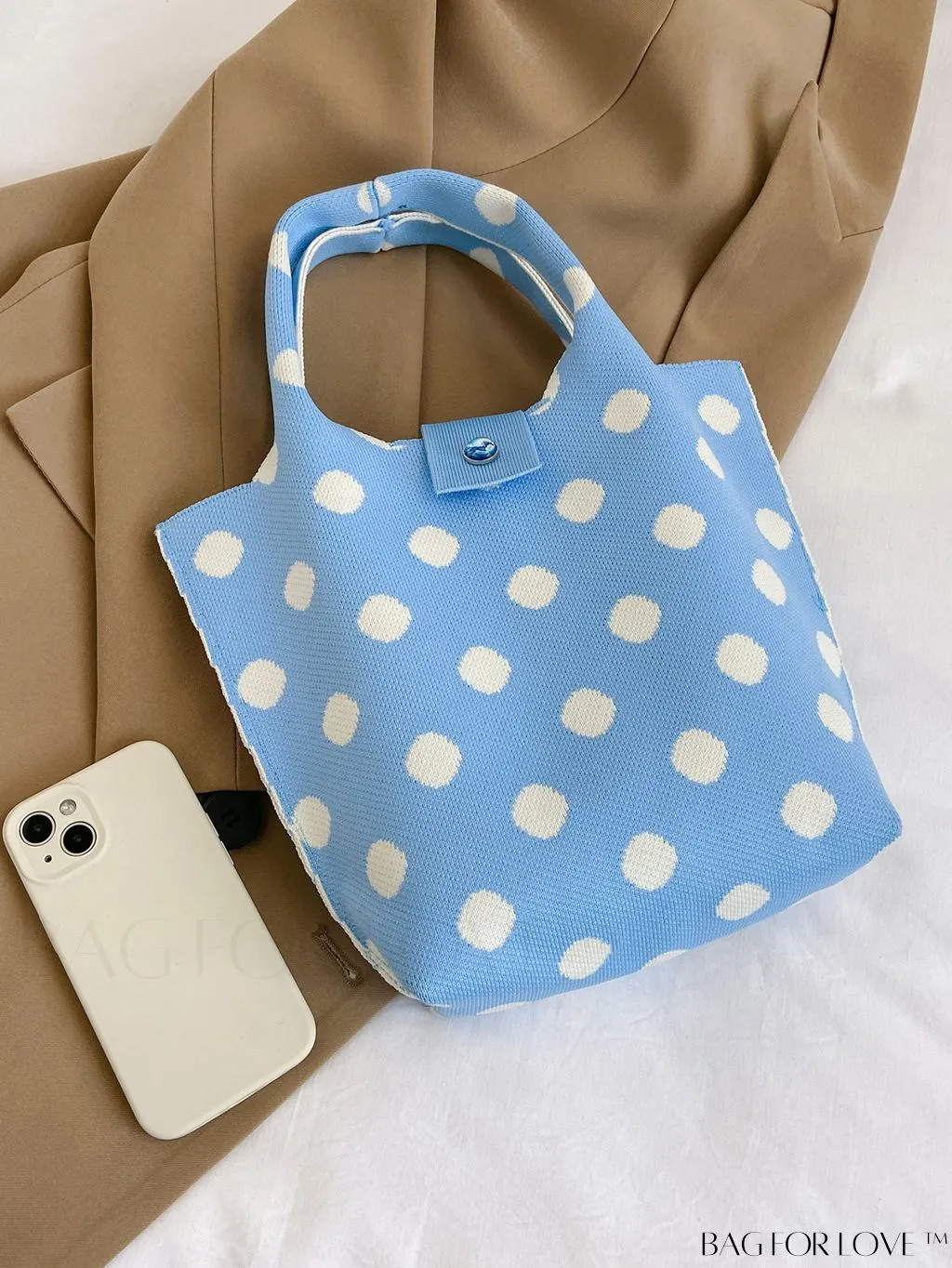BagForLove - Womens Crochet Handbag: Trendy Polka Dot Design, Ideal for Beach & Daily Use